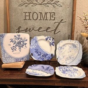 VINTAGE Rosanna Beach Cottage porcelain dessert plates SET OF 4 8in-NWB